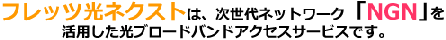 フレッツ光ネクストは、次世代ネットワーク「NGN」を活用した光ブロードバンドアクセスサービスです。アイシステム通信(株)